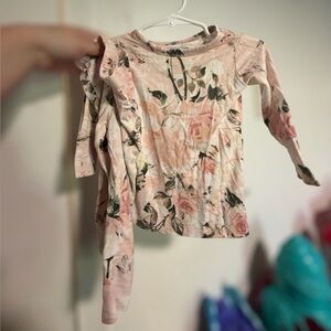 Posh Peanut Light Pink Floral Bamboo Two Piece Pajamas 6-12 Months